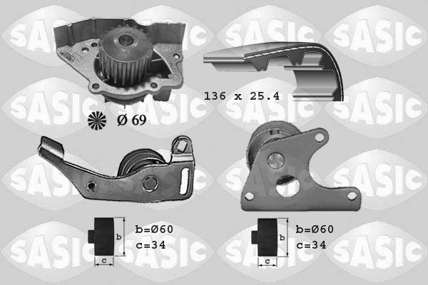 SASIC Vodné čerpadlo + sada ozubeného remeňa 3900022 Vodné čerpadlo + sada ozubeného remeňa SASIC Citroën BERLINGO 3900022