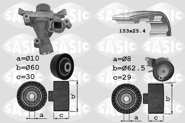 SASIC Ūdenssūknis + Zobsiksnas komplekts 3900028 Ūdens sūkņi + zobsiksnas komplekts SASIC AX 3900028 lēti
