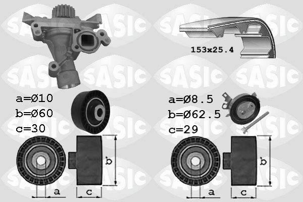SASIC Wasserpumpe + Zahnriemensatz 3900029 Zahnriemenwechsel-Set SASIC Fiat PALIO 3900029