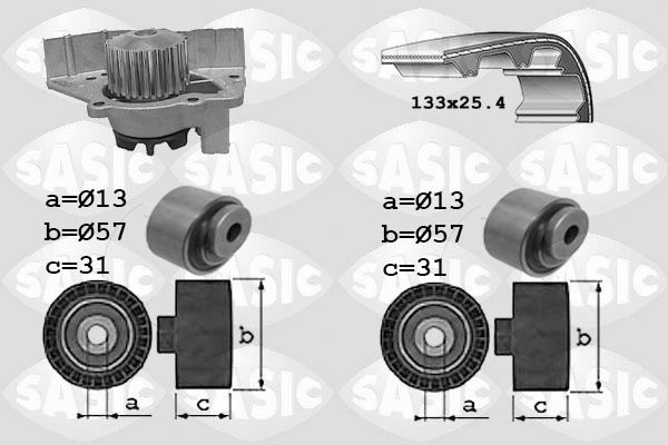 SASIC Ūdenssūknis + Zobsiksnas komplekts 3900030 Ūdens sūkņi + zobsiksnas komplekts SASIC AX 3900030 lēti