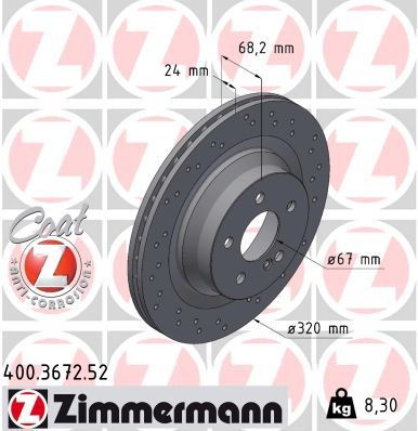 Δισκόπλακα ZIMMERMANN 400.3672.52 ZIMMERMANN SPORT COAT Z 400.3672.52 Δίσκοι MERCEDES-BENZ CLS 2015