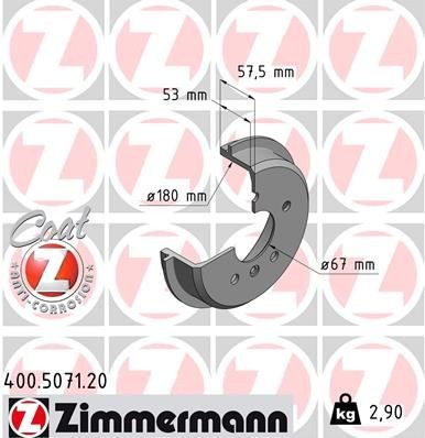 ZIMMERMANN Bremsetromle 400.5071.20 ZIMMERMANN 400.5071.20 originale Bremsetromler FORD USA WINDSTAR pris