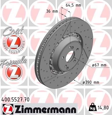 ZIMMERMANN Bremseskive 400.5527.70 ZIMMERMANN 400.5527.70 Bremseskive MERCEDES-BENZ GLC SUV (X253) 200 d (253.913) 163 hk 2022