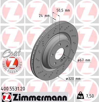 Remschijf ZIMMERMANN 400.5531.20 ZIMMERMANN COAT Z 400.5531.20 Remschijven MERCEDES-BENZ SL 2019