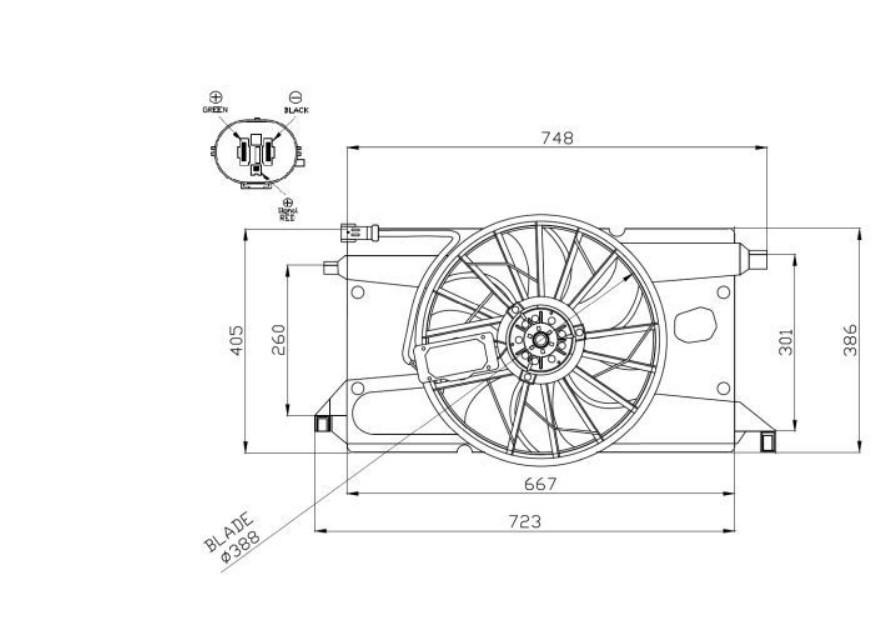 Koelventilator NRF 47266 NRF 47266 Radiateur-ventilator MAZDA 3 2008