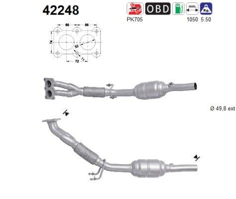 Catalyseur AS 42248 AS 42248 Pré catalyseur Volkswagen JETTA 2004