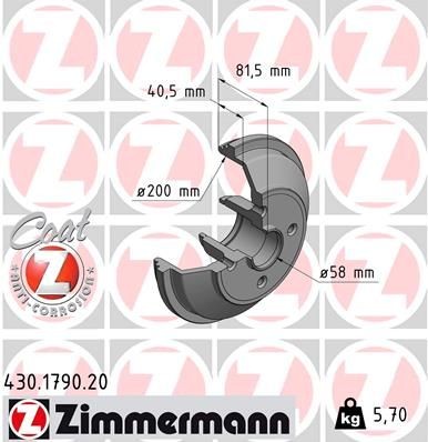 ZIMMERMANN Bremsetrommel 430.1790.20 430.1790.20 Bremsetrommel ZIMMERMANN ALFA ROMEO ALFETTA