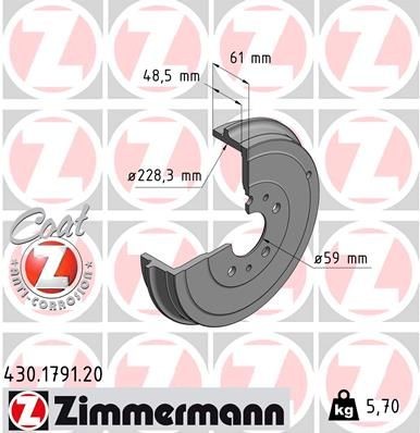 ZIMMERMANN Bremsetrommel 430.1791.20 Bremsetrommel ZIMMERMANN ALFETTA 430.1791.20 billige