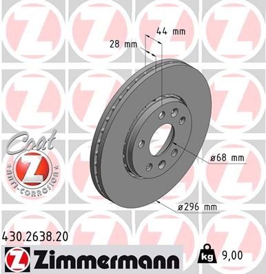 ZIMMERMANN Bremseskive 430.2638.20 Sports bremseskiver ZIMMERMANN LEAF 430.2638.20 billig