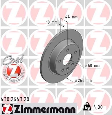 ZIMMERMANN Disco de travão 430.2643.20 ZIMMERMANN 430.2643.20 Disco Opel Astra K B16 preço