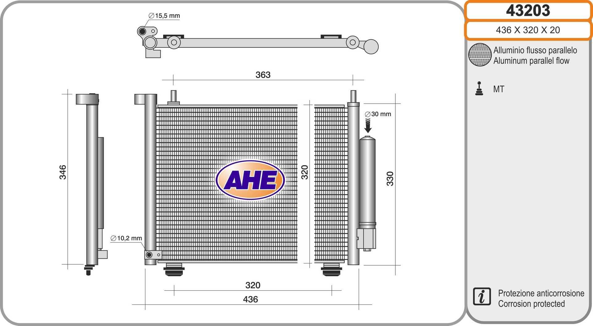 Condensatore climatizzatore AHE 43203 AHE 43203 Condensatore aria condizionata Suzuki WAGON R+ 2022