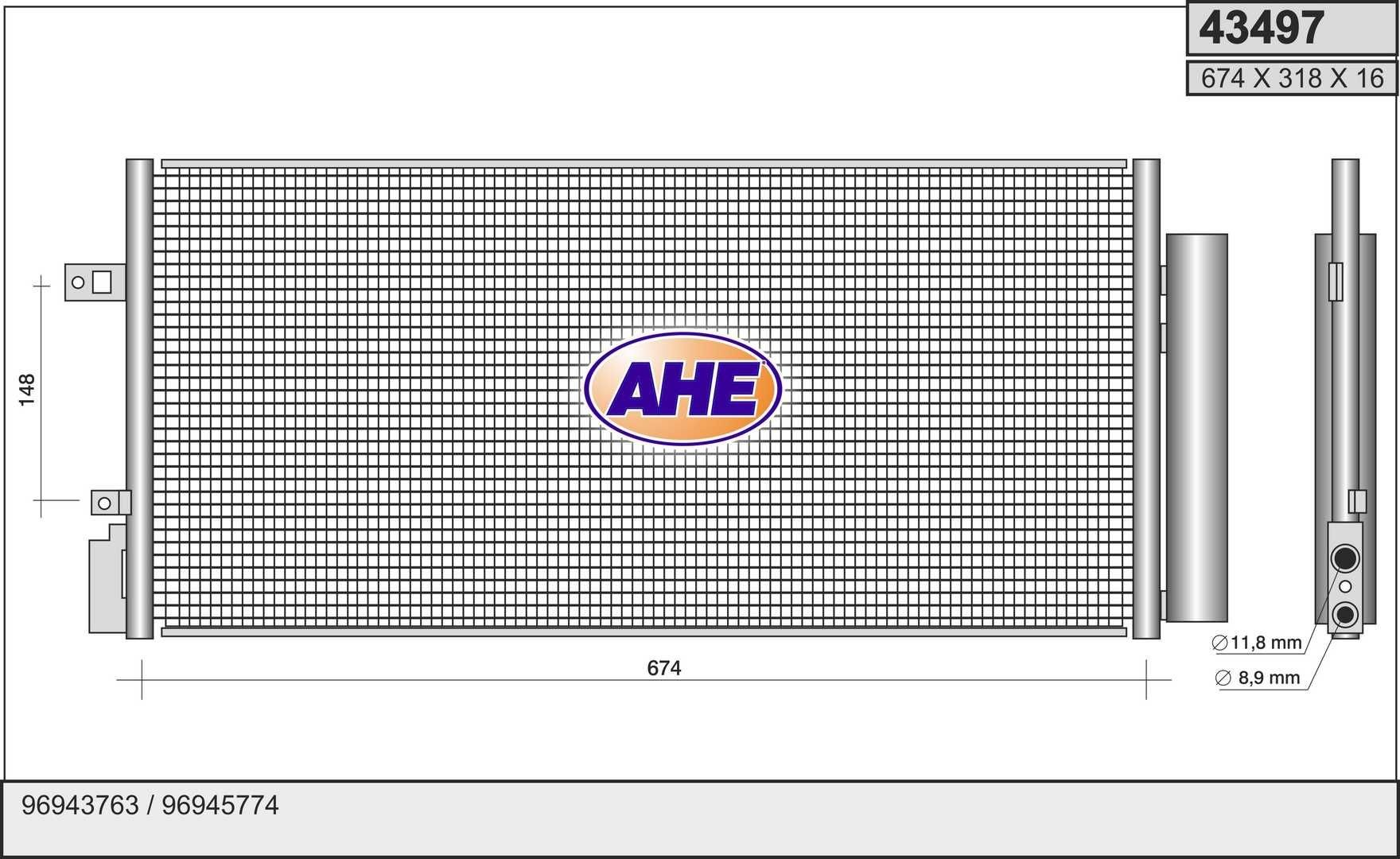 AHE Condensor voor airco 43497 AHE 43497 Airco-condensor Chevrolet Aveo T300 prijs