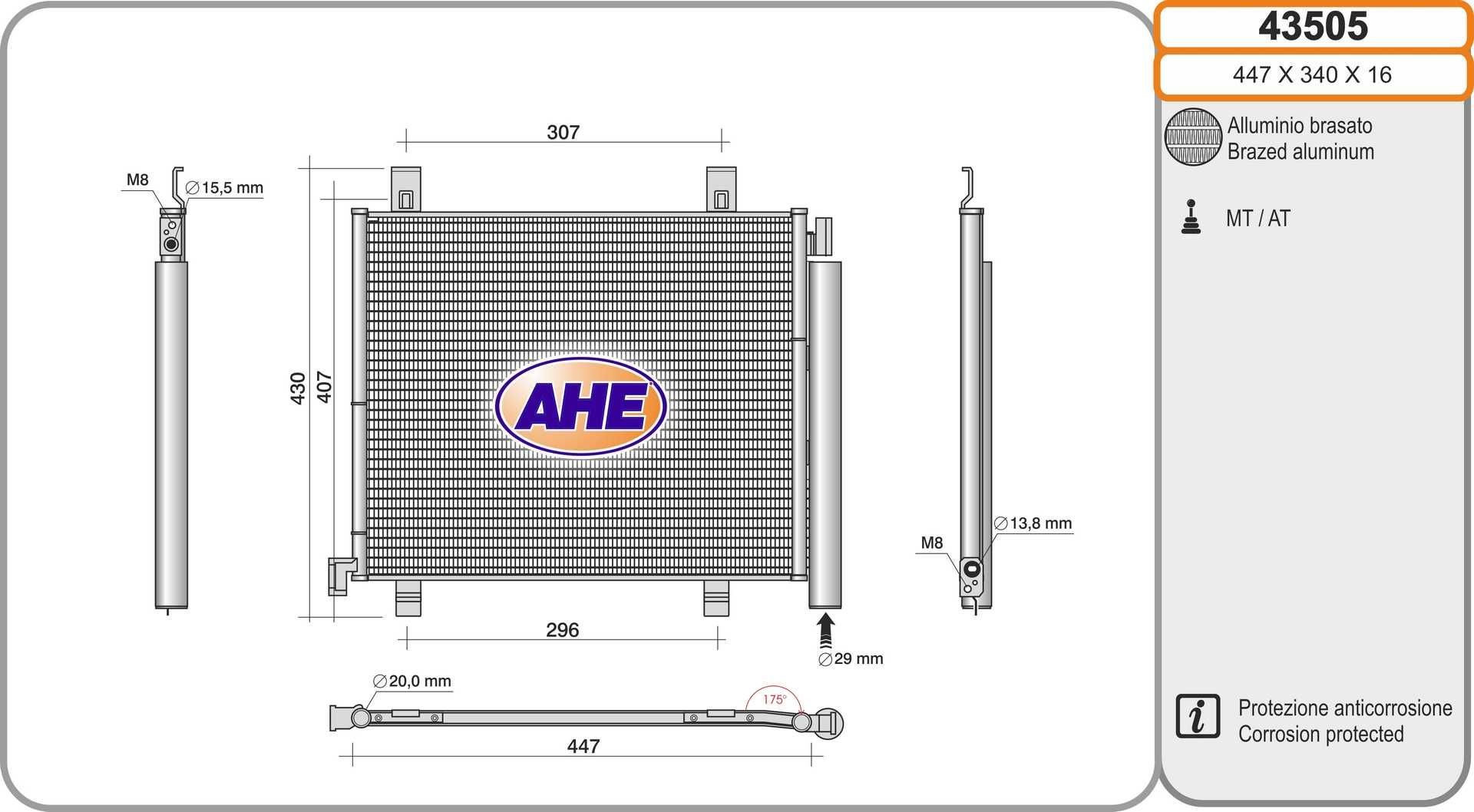 AHE Kondensator, klimaanlegg 43505 Kondensator AHE OCTAVIA 43505 billige