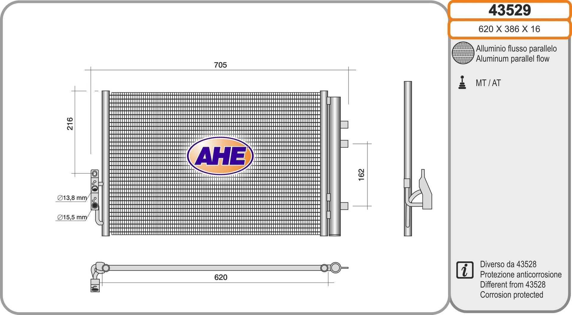AHE Kondensator, klimaanlegg 43529 43529 AC kondensator AHE BMW X6