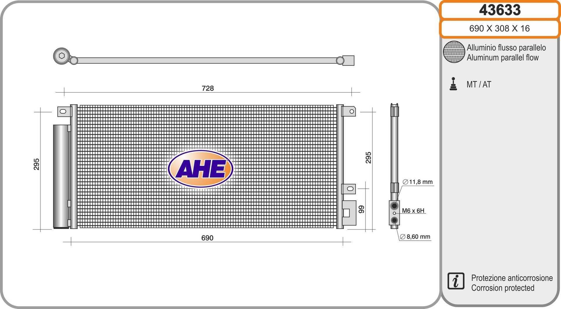 AHE Condensador, ar condicionado 43633 Condensador de climatização AHE OCTAVIA 43633 baratos