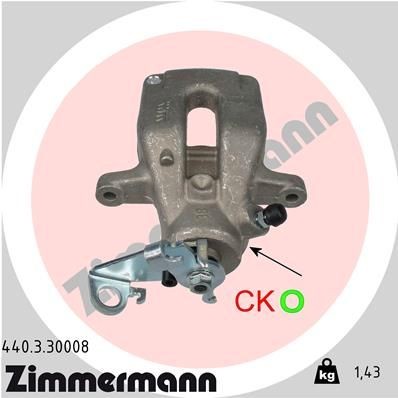 ZIMMERMANN Δαγκάνα φρένων 440.3.30008 Δαγκανα φρενου ZIMMERMANN Citroën C8 440.3.30008