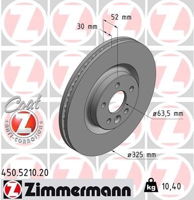 ZIMMERMANN Bromsskiva 450.5210.20 450.5210.20 ZIMMERMANN bromsskiva JAGUAR XE