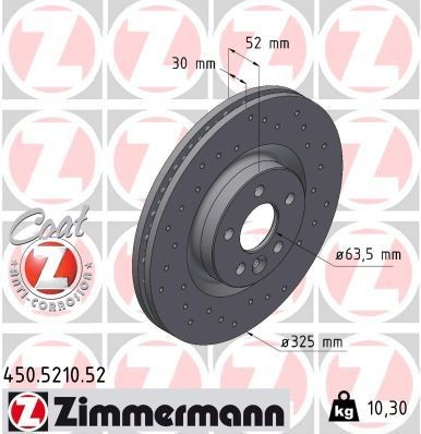 ZIMMERMANN Δισκόπλακα 450.5210.52 450.5210.52 Δισκόπλακες ZIMMERMANN JAGUAR XJ