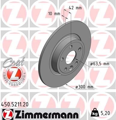 ZIMMERMANN Disque de frein 450.5211.20 450.5211.20 ZIMMERMANN Disques Jaguar X760 prix