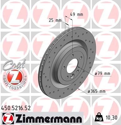 ZIMMERMANN Δισκόπλακα 450.5216.52 Σύστημα φρένων Land Rover Discovery 5: Δισκόπλακα ZIMMERMANN SPORT COAT Z 450.5216.52