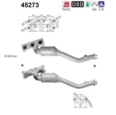 Catalyseur AS 45273 AS 45273 Pot catalyseur BMW Série 6 2004