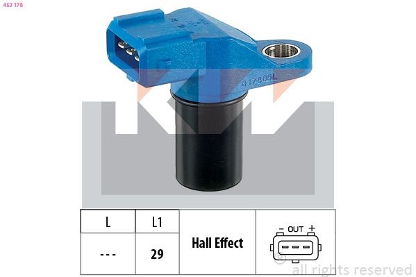 KW Capteur, position d'arbre à cames 453 178 Peugeot 307 Capteur aac KW 453 178