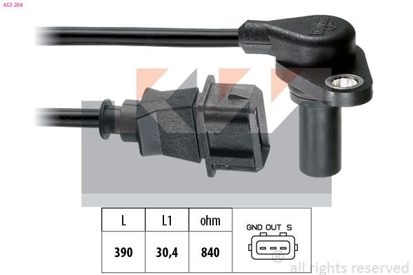 KW Sensor da velocidade de rotação, cx. de vel. automática 453 204 453 204 Sensor velocidade KW MERCEDES-BENZ SPRINTER