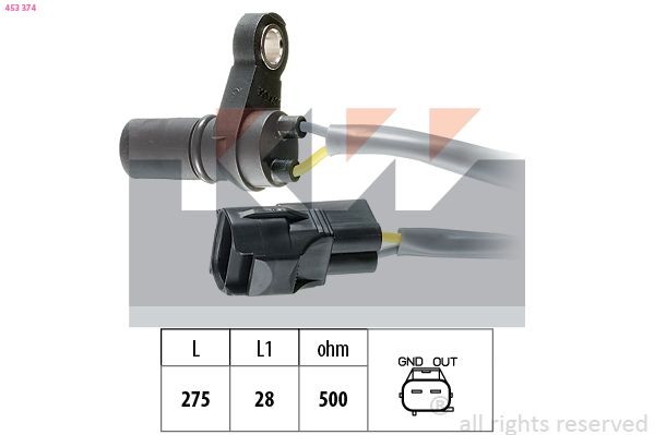 KW Snímač otáčok, automatická prevodovka 453 374 Snímač rýchlosti KW Volkswagen FOX 453 374