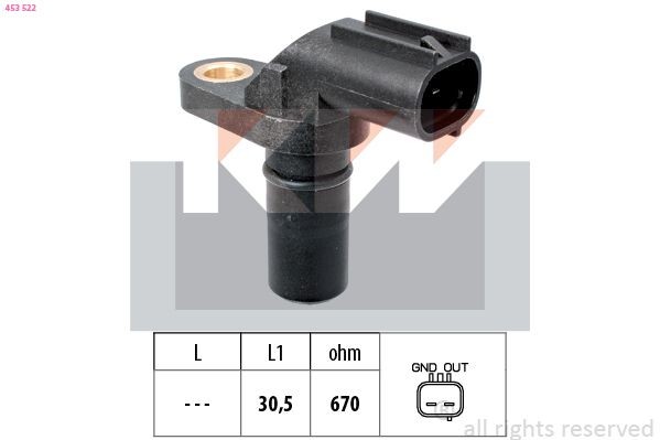 KW Sensor, omdrejningstal 453 522 Knastaksel-positionssensor KW ANTARA 453 522 billig