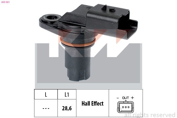 KW Sensor, knastakselposition 453 551 453 551 Knastaksel-positionssensor OPEL ANTARA KW