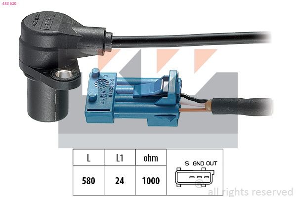 KW Impulsgiver, veivaksel 453 620 453 620 Veivakselsensor KW SAAB 9-5