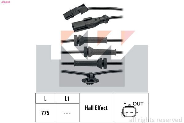 KW Sensor, rotações da roda 460 055 Sensor rotações da roda KW CRAFTER 460 055 baratos
