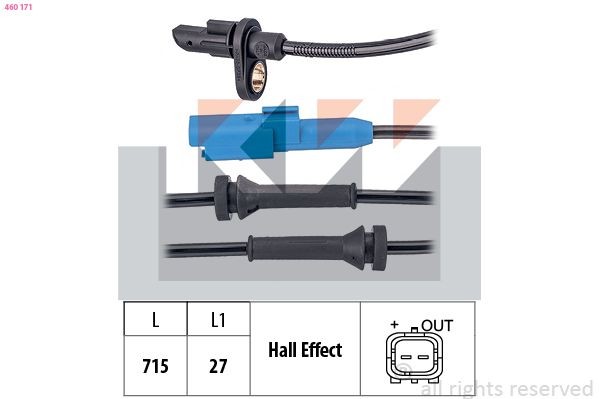 KW Snímač počtu otáčok kolesa 460 171 460 171 KW Snímač ABS Volvo lacné