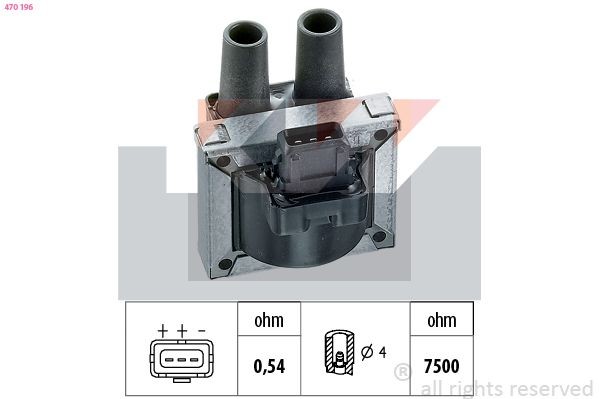 KW Zapaľovacia cievka 470 196 Jednotka zapaľovacích cievok KW TWINGO 470 196 lacné