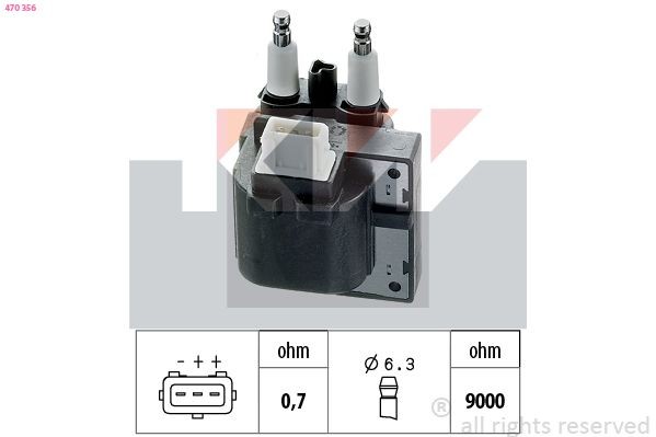 KW Bobina de ignição 470 356 Bobina de ignição RENAULT KW 470 356