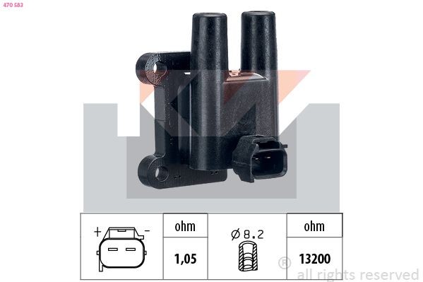 KW Πολλαπλασιαστής 470 583 Πηνίο ανάφλεξης PORSCHE KW 470 583