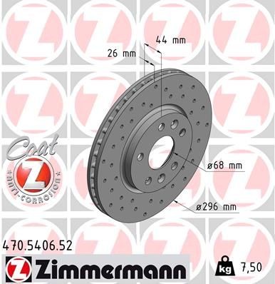 ZIMMERMANN Δισκόπλακα 470.5406.52 Δίσκος φρένων ZIMMERMANN 12 470.5406.52 φθηνά