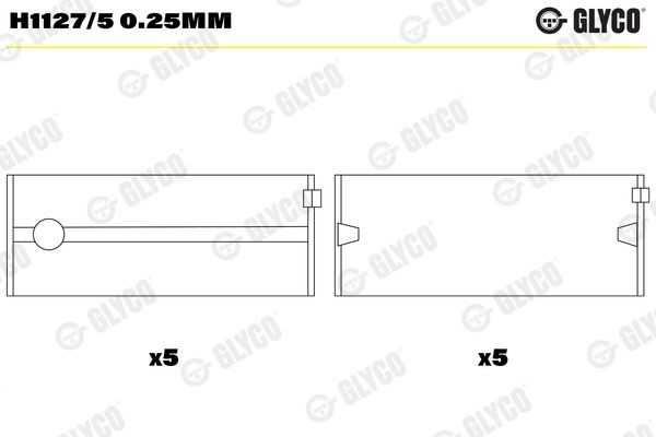 GLYCO Veivaksellager H1127/5 0.25mm GLYCO H1127/50.25mm Veivaksellagersett Acty TN pris