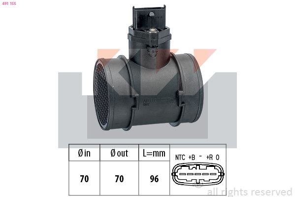 KW Débitmètre d'air 491 155 Lancia KAPPA Débitmètre d'air KW 491 155