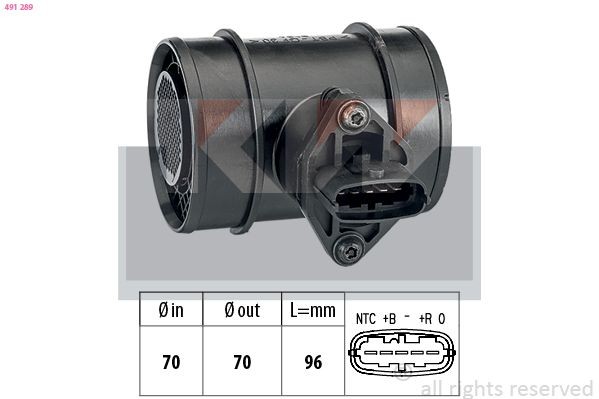 KW Medidor de massa de ar 491 289 491 289 Medidor de massa de ar KW OPEL CROSSLAND X