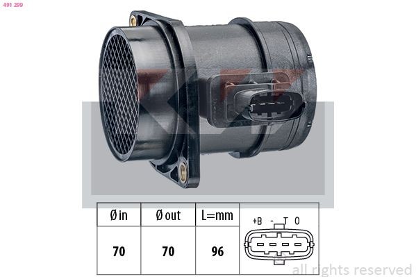 KW Medidor de massa de ar 491 299 Sensor MAF KW Opel CROSSLAND X 491 299