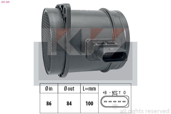 KW Mass air flow sensor 491 329 491 329 KW mass air flow sensor (maf) for AUDI Q3