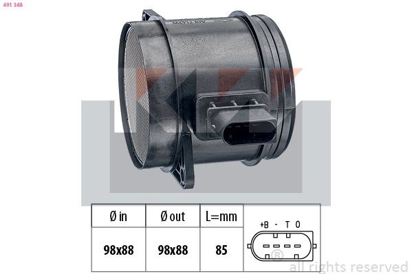 KW Medidor de massa de ar 491 348 Sensor MAF KW Mazda 323 491 348