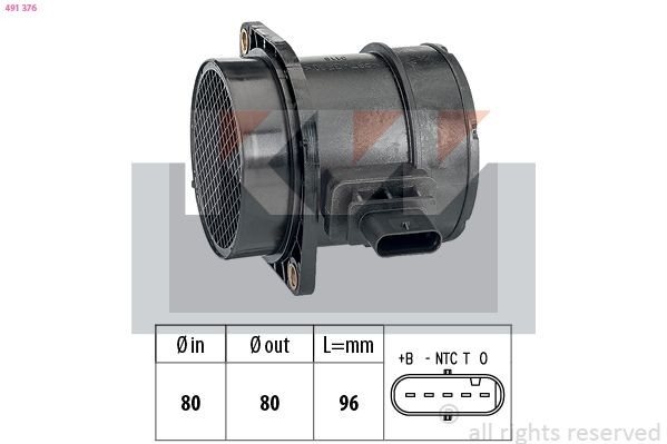KW Medidor de massa de ar 491 376 491 376 KW Sensor de fluxo de ar Seat baratos
