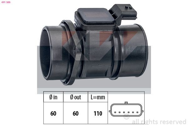 KW Mass air flow sensor 491 388 491 388 KW mass air flow sensor (maf) for HONDA INSIGHT