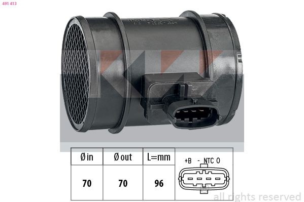 KW Luchtmassameter (LMM) 491 413 MAF CHRYSLER KW 491 413