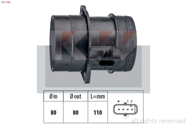 KW Mass air flow sensor 491 446 AUDI Q3 KW mass air flow sensor (maf) 491446