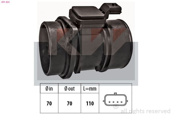 KW Merač hmotnosti vzduchu 491 454 Snímač hmotnosti vzduchu KW XF 491 454 lacné