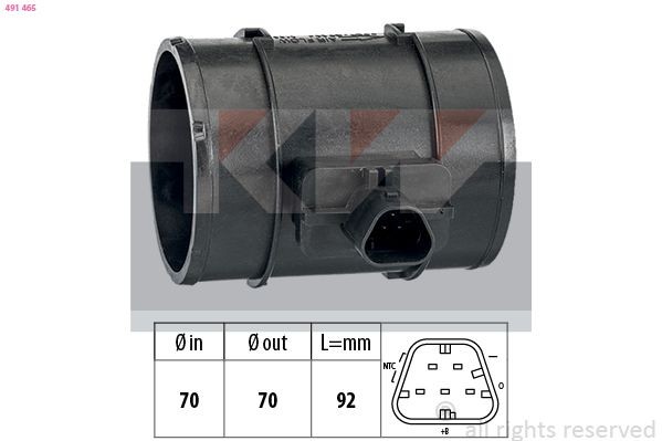 KW Débitmètre d'air 491 465 Débitmètre de masse d'air KW HHR 491 465 pas cher
