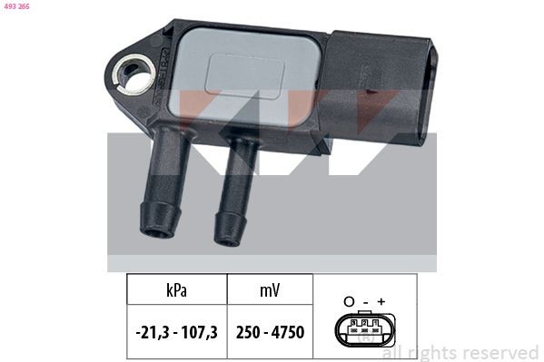 KW Sensor, pressãodos gases de escape 493 265 493 265 Sensor pressão filtro particulas VW CRAFTER KW
